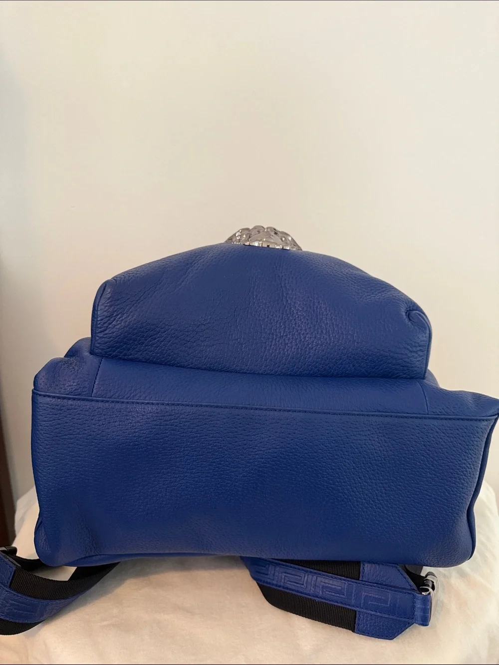 New Versace Royal Blue Leather Medusa Backpack